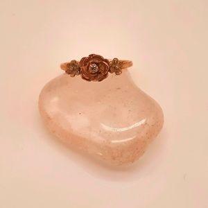 Rose and 14k Gold Flower Ring